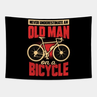 Never Underestimate An Old Man On A Bicycle Tapestry