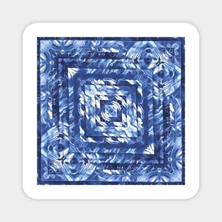 geometric square composition pattern and design in shades of BLUE Magnet