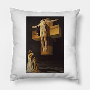 Salvador Dali Crucifixion (Corpus Hypercubus) Art Poster 1954 Surrealism Pillow