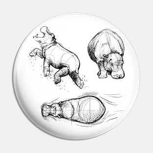 Sketches of a Hippopotamus Pin