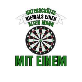 Unterschätze niemals einen alten Mann mit einem Dartpfeil T-Shirt