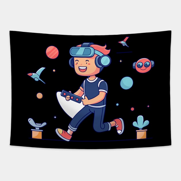 boy playing vr Tapestry by Shapwac12