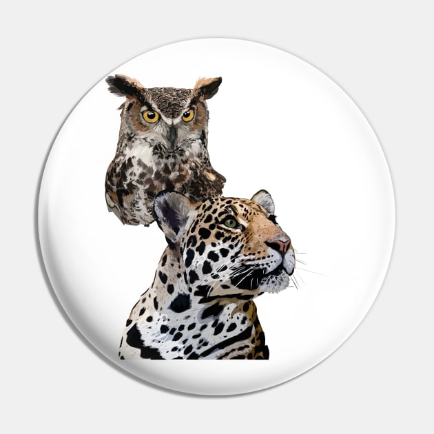 American Owl and Jaguar Pin by obscurite