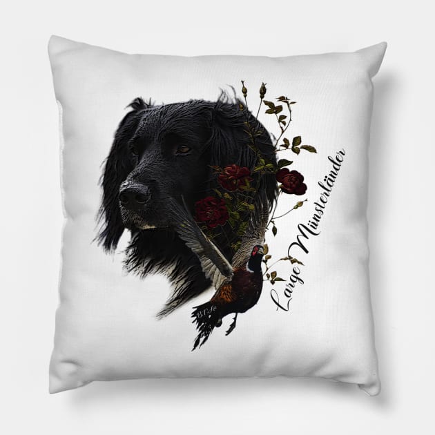 Large Munsterlander with pheasant Pillow by German Wirehaired Pointer 