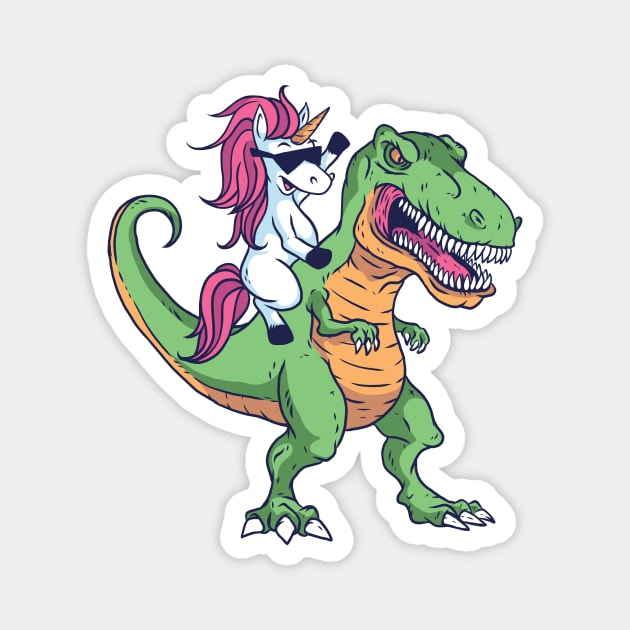 Cute Unicorn Riding T-Rex Magnet by SLAG_Creative