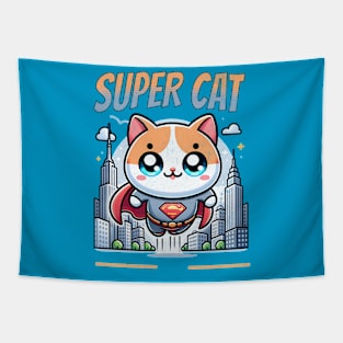 Funny Super Cat Newyork City Kawaii Tapestry