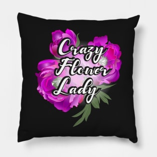 Crazy Flower Lady - pink Pillow