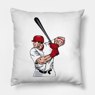 Baseball Player Batting Side Retro Pillow