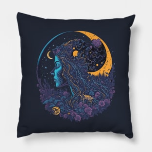 Pretty Woman at Night Time Pillow