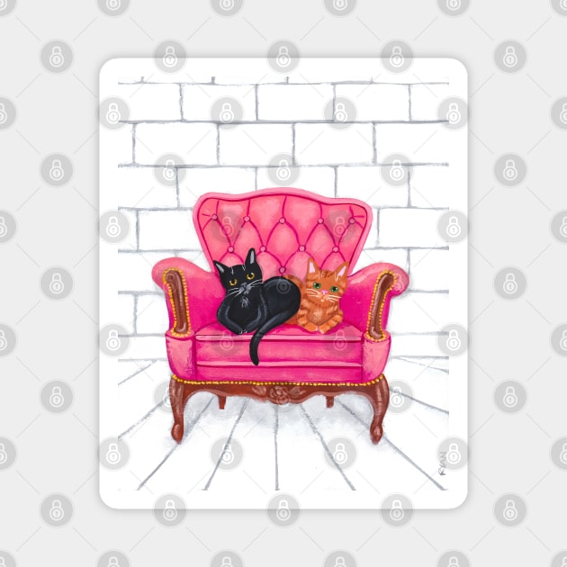 The Cats Favorite Pink Chair Magnet by KilkennyCat Art