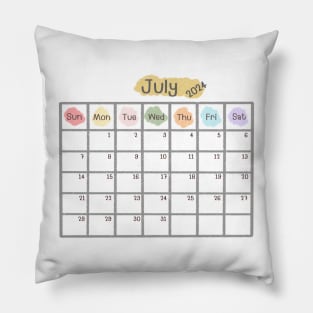 July 2024 Calendar Pillow