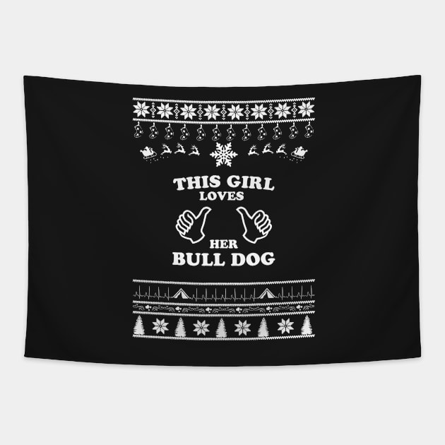 Merry Christmas Bull  Dog Tapestry by bryanwilly