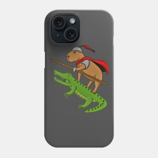 Cute Capybara Knight with Crocodile Phone Case