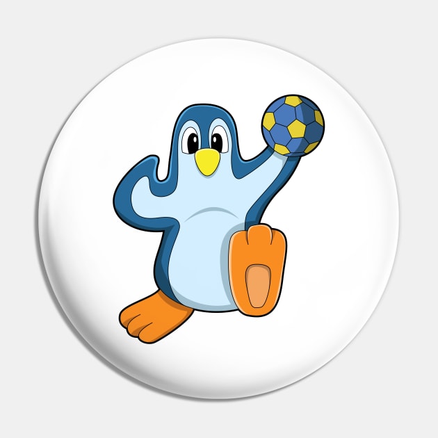 Penguin as Handball player with Handball Pin by Markus Schnabel