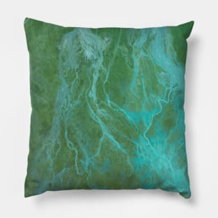 Blue and green color abstract painting Pillow