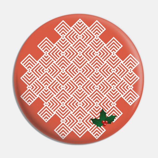 Christmas holly square pattern Pin by TeeCQ