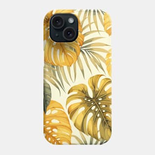 Yellow Monstera Palm Tropical Leaves Phone Case