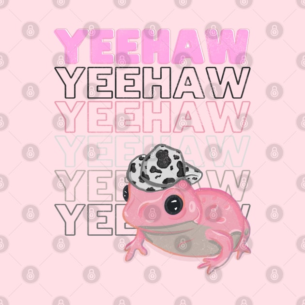 Yeehaw Pink Frog Wearing Cowboy Hat by RoserinArt