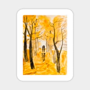 Couple on autumn alley Magnet