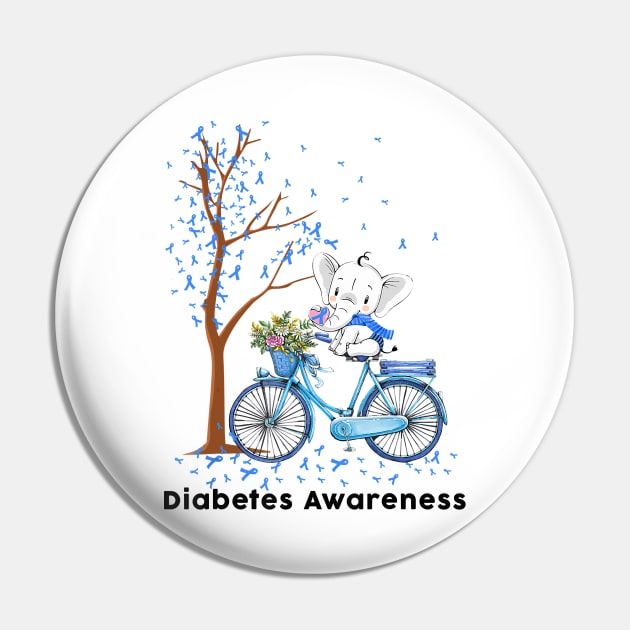 Diabetes awareness Elephant Riding Bicycle Blue Ribbon Diabetes Gifts Pin by thuylinh8