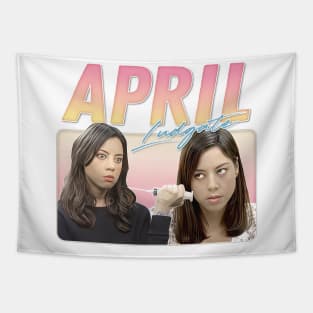 April Ludgate /// Retro Aesthetic Style Fan Design Tapestry