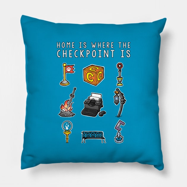 Gamer T-Shirt Checkpoints Pillow by hootbrush