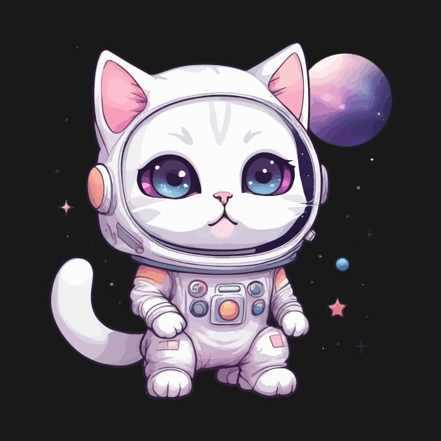 Kawaii Astronaut Cat in Space by Rishirt