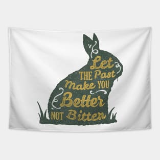 Rabbit silhouette with motivational words of wisdom Tapestry