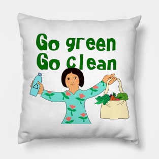 Eco friendly consumer. Go green go clean concept. Pillow