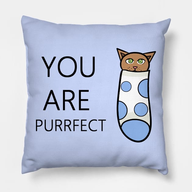 You are purrfect #catinasock Pillow by BeccaKen Designs