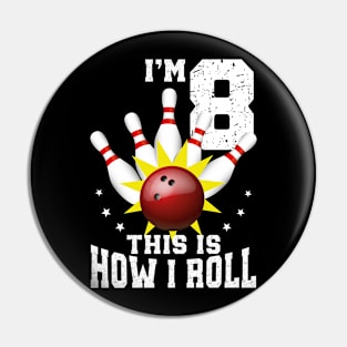 Bowling 8th Birthday Bday Party Kids 8 years Old Bowler Pin