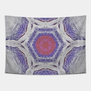 Purple and White Snowflake Pattern Mosaic Tapestry