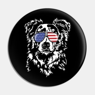 Proud Border Collie American Flag sunglasses Pin