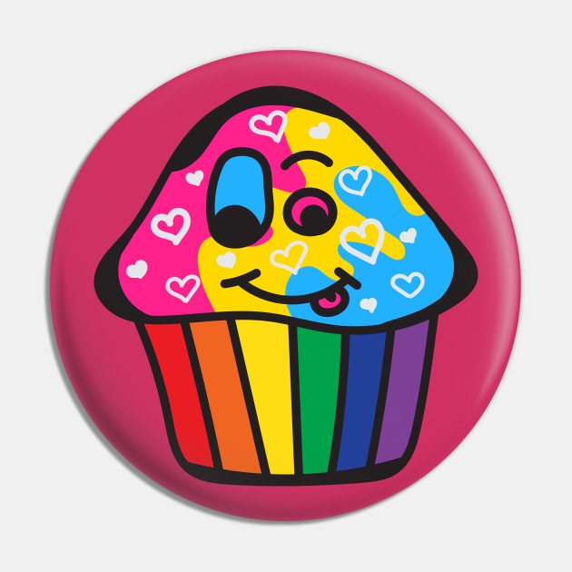 Panromantic Pride Rainbow Cupcake Pin by BiOurPride