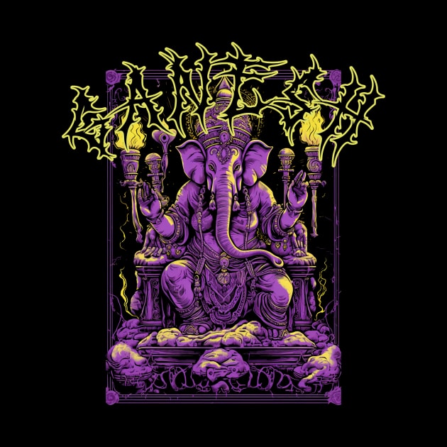 Lord Ganesh Death Metal Style Dark Art Tee: Unholy Resilience by Soulphur Media