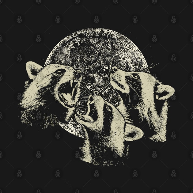 Funny Raccoons Howling at the Moon by Trippycollage