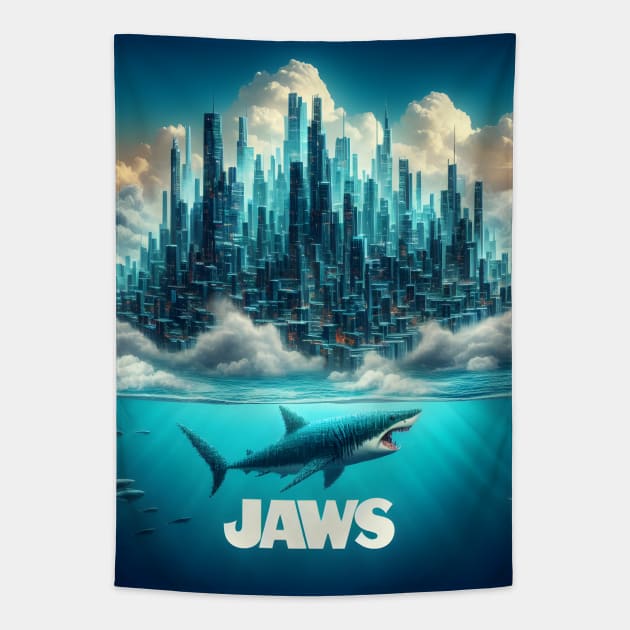 Unleash Oceanic Dread: Dive into Shark-Inspired Thrills with our Jaws-Inspired Collection! Tapestry by insaneLEDP