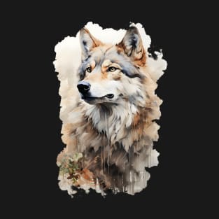 Graffiti Wolf: Colorful Realism in Watercolor-inspired Digital Art T-Shirt