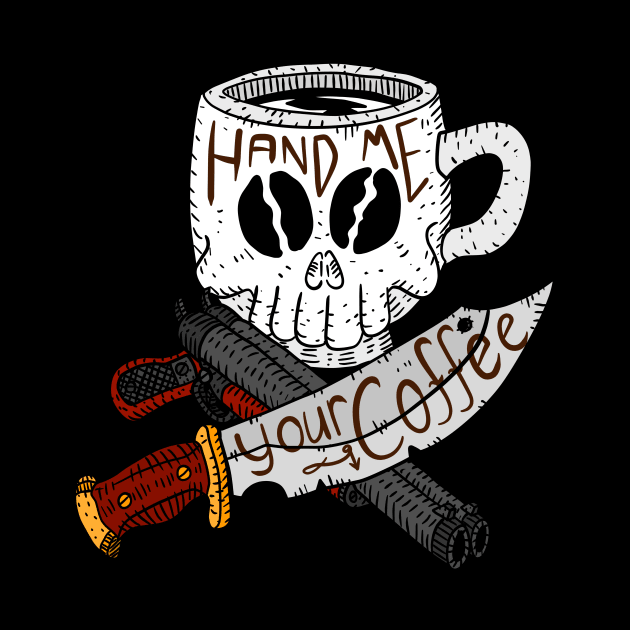 coffee gang. black coffee pirate. hand drawn logo. by JJadx