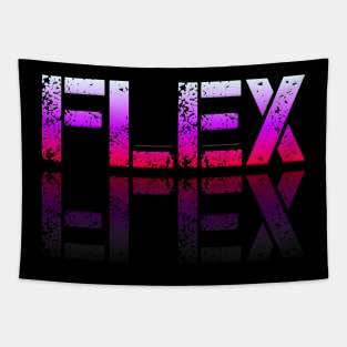 Flex - Graphic Typography - Funny Humor Sarcastic Slang Saying - Pink Gradient Tapestry