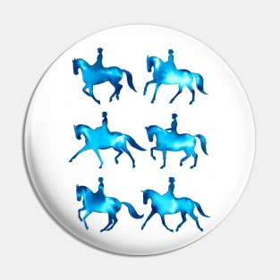 Turquoise Dressage Horses Pin