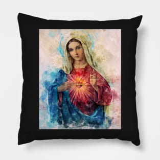 Immaculate Heart of Mary Watercolor Beautiful | Nice Religious gift Pillow