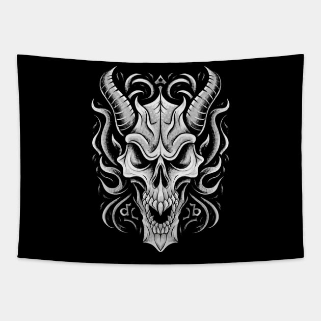 Dragon Skull Play Swift Tapestry by Aldrvnd