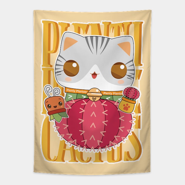 Moon Cactus Cat Tapestry by Plenty Plantee