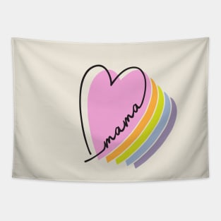 pastel rainbow heart mama design line art rainbow heart letters mothers day gift for moms Tapestry