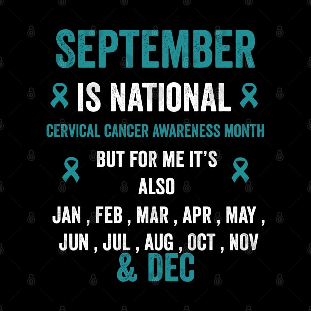 September is national cervical cancer awareness month - teal ribbon awareness month by Merchpasha1