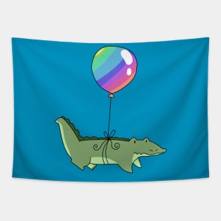 Rainbow Balloon Alligator Tapestry