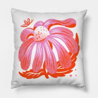 Orange pink Daisy Pillow