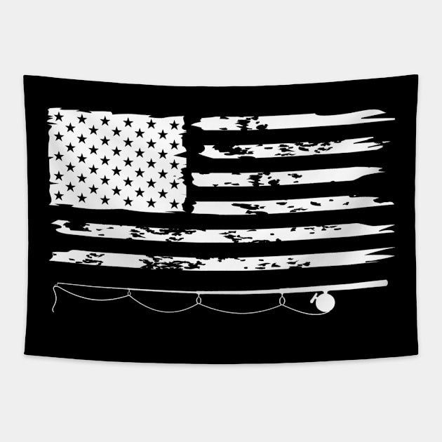 American Flag And Fishing Rod Tapestry by Crazy.Prints.Store