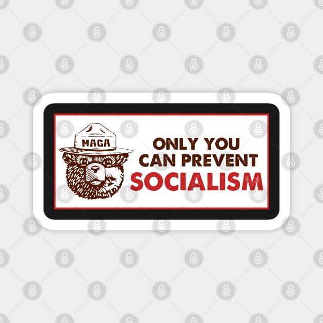 Only You Can Prevent Socialism ,Smokey The Bear Socialism Bumper Magnet by yass-art